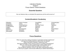 Literature Studies Grade 5 Focus Genre: Fiction/Literature Essential