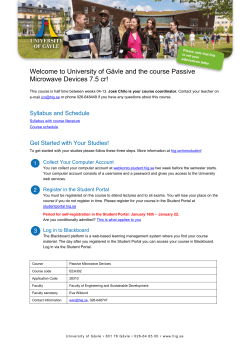 University of G&auml;vle and the course Passive Microwave Devices 7.5 cr!
