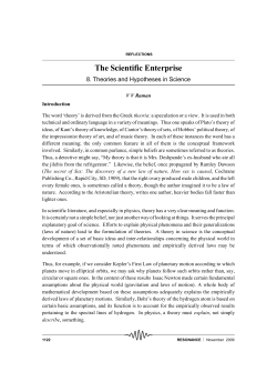 The Scientific Enterprise-Theories and Hypothesis in Science