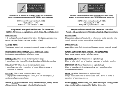 Hillside Food Pantry Suggested Donations Flier &ndash; Current 2015