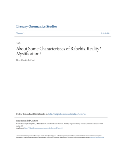 About Some Characteristics of Rabelais. Reality? Mystification?