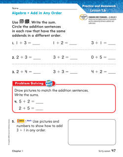 Lesson 1.6 Draw pictures to match the addition sentences. Write the