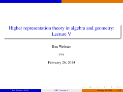 Higher representation theory in algebra and geometry: Lecture V