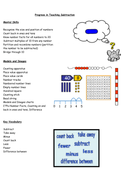 Progress in Teaching Subtraction Mental Skills Recognise the size