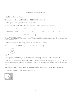 SETS AND SET NOTATION A SET is a collection of