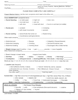 I Rectal pain: n constant n with bowel