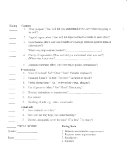 Rating Content Presentation Visual aids Rating Scale