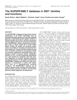 SUPERFAMILY database in 2007: families and functions | Nucleic