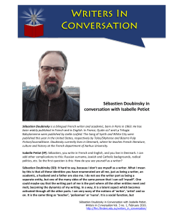 S&eacute;bastien Doubinsky in conversation with Isabelle Petiot