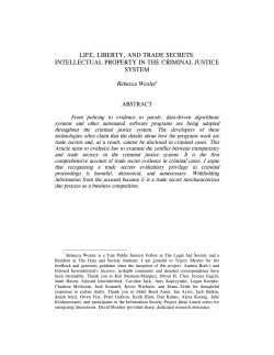 LIFE, LIBERTY, AND TRADE SECRETS: INTELLECTUAL