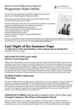 Programme Notes Online Last Night of the Summer Pops