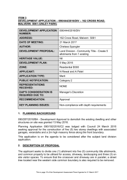 ITEM 3 DEVELOPMENT APPLICATION &ndash; 090/444/2016/DIV &ndash; 162