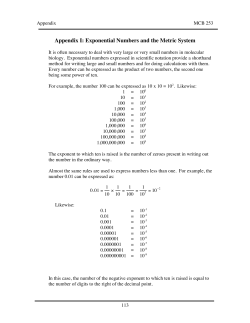 Appendix I: Exponential Numbers and the Metric System