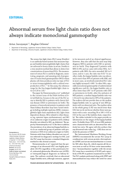 Abnormal serum free light chain ratio does not always indicate