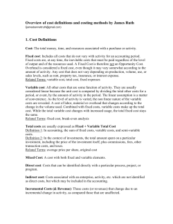 Overview of cost definitions and methodologies by James Ruth