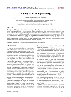 A Study of Water Supercooling - Scientific Research Publishing