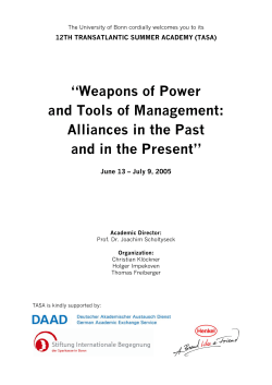 “Weapons of Power and Tools of Management: Alliances in the Past