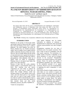 plankton biodiversity of siddheshwar dam in hingoli, maharashtra