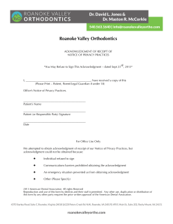 HIPAA Notice - Roanoke Valley Orthodontics