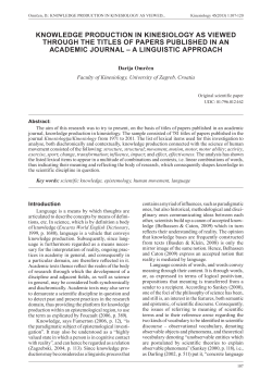 knowledge production in kinesiology as viewed through the titles of