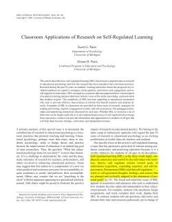 Classroom Applications of Research on Self