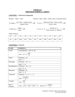 TMTH 111 Mid-term Formula