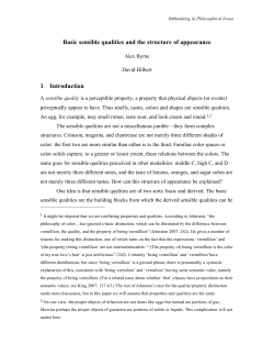 Basic sensible qualities and the structure of appearance 1