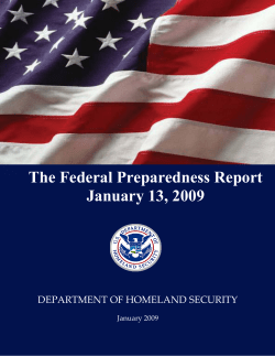 The Federal Preparedness Report January 13, 2009