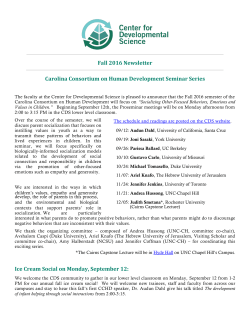 CDS Newsletter September 2016 - Center for Developmental Science