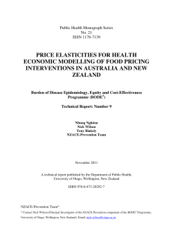 Food Price Elasticities for Modelling
