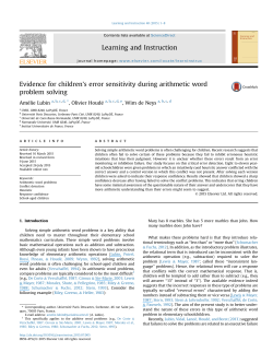 Evidence for children`s error sensitivity during arithmetic word