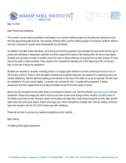 2015-16 Summer Reading Assignments - Freshmen