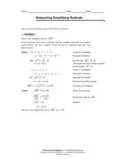 Reteaching Simplifying Radicals