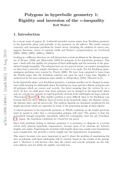Polygons in hyperbolic geometry 1