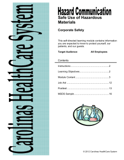 Hazard Communication: Safe Use of Hazardous Materials