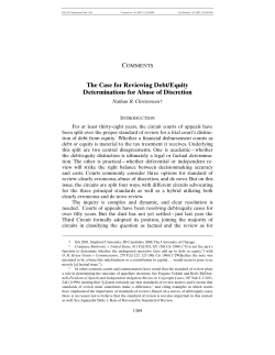 The Case for Reviewing Debt/Equity Determinations for Abuse of