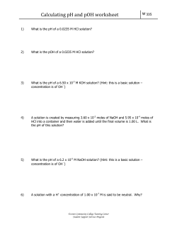 Calculating pH and pOH worksheet