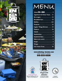 MENU - In The Bag Corporate Cuisine