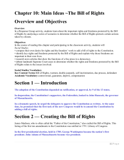 Chapter 10: Main Ideas ~The Bill of Rights Overview