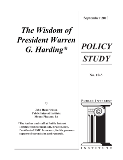 The Wisdom of President Warren G. Harding