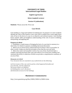 UNIVERSITY OF TRIER International Legal Studies Case Briefs