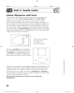 Unit 3: Family Letter