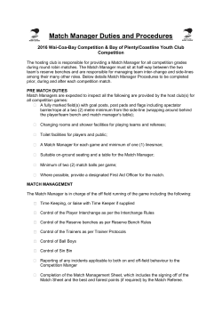 Match Managers Procedures and Duties