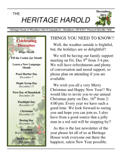 December 2011 Newsletter - Heritage House, Woodburn