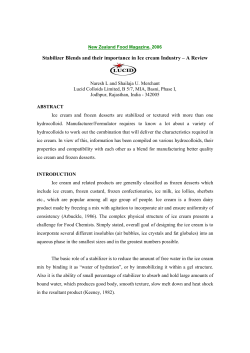 Stabilizer Blends and their importance in Ice cream Industry &ndash; A