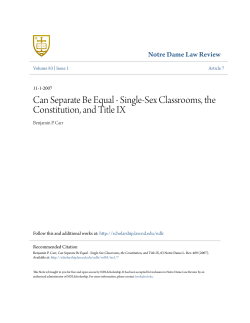 Can Separate Be Equal - Single-Sex Classrooms