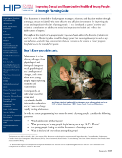 Improving Sexual and Reproductive Health of Young People: A