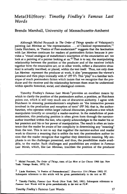 Meta(Hi)Story: Timothy Findley`s Famous Last Words