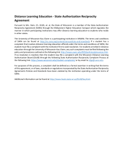 Distance Learning Education - State Authorization Reciprocity