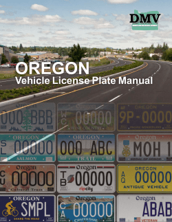 License Plate Manual - Oregon Department of Transportation